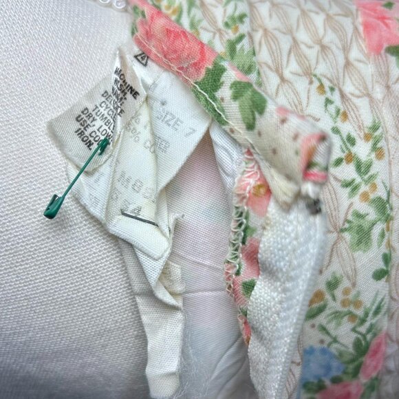 Vintage 70’s White w/ Pink Floral Prairie Cottagecore Maxi Dress - Picture 8 of 8